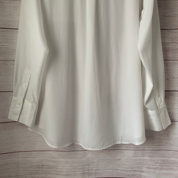 Nine West White Button Up Shirt Long Sleeve with Pocket Size XL - Picture 8 of 15